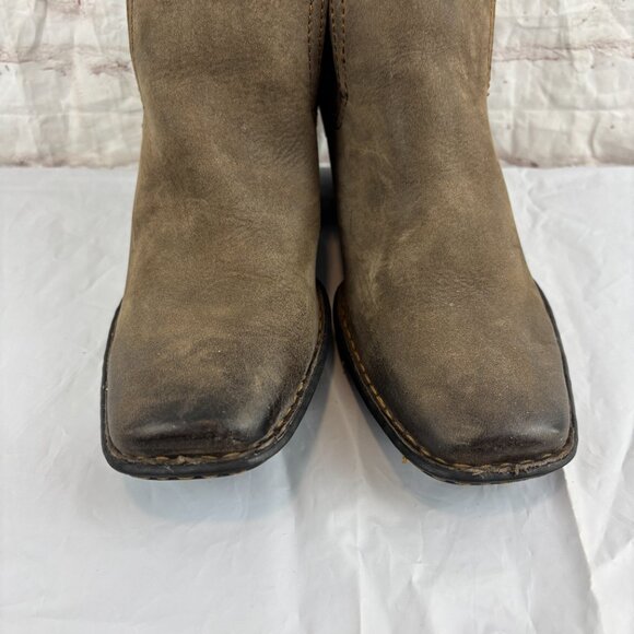 Born Women's 6 Rascal Brown Leather Pull-on Heel Ankle Booties - Picture 11 of 13